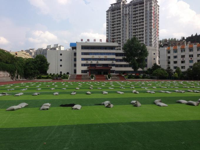 Dauerhafter falscher Rasen-Spielplatz-Fußball-synthetisches Gras umweltfreundlich 0