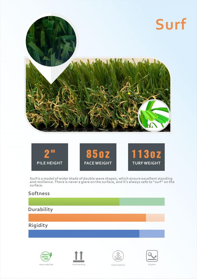 60mm Höhen-falscher Garten-Rasen, der Mat Home Artificial Grass landschaftlich gestaltet 0