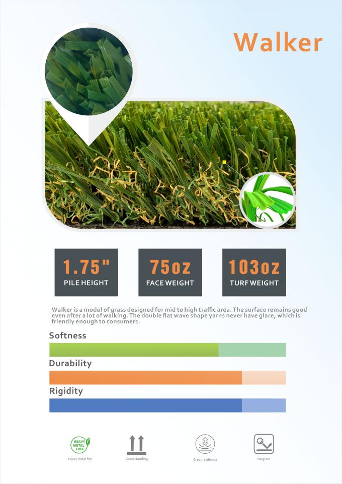50mm Höhen-Garten-bereitete künstliche Gras-Rolle umweltfreundliches auf 1