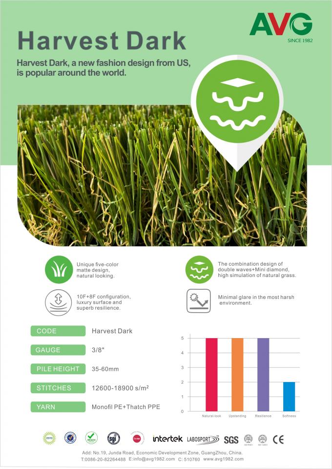 ECO, das 100% recyclebaren 35-60mm Chemiefasergeweberasen Landschaftsgarten ausbreitet Rasen-Teppich-künstlichen Gras-Rasen unterstützt 0