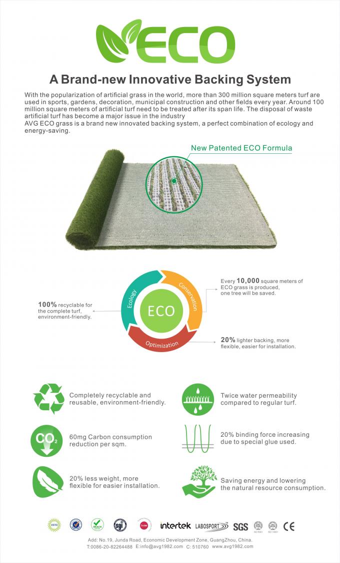 ECO, das 100% recyclebaren 35-60mm Chemiefasergeweberasen Landschaftsgarten ausbreitet Rasen-Teppich-künstlichen Gras-Rasen unterstützt 2