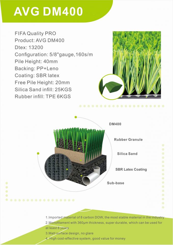 Entwurfs-Fußball-Gras-künstlicher Rasen-künstliches Gras der hohen Qualität neuer 40mm 0