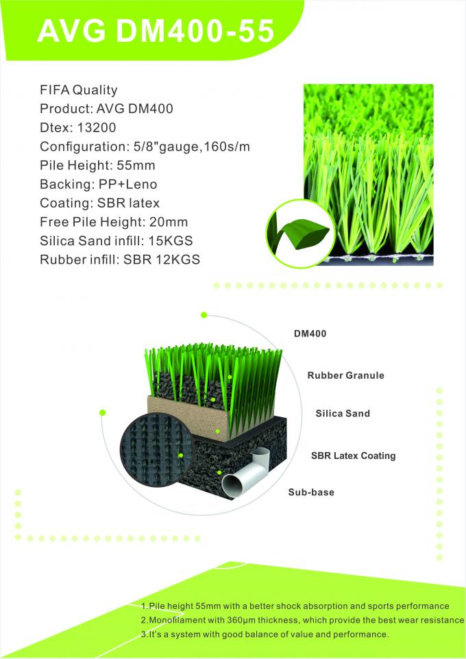 Fußball-künstliches Rasen-Chemiefasergewebe 55mm künstliches Gras-Fußball-Gras Cesped 0
