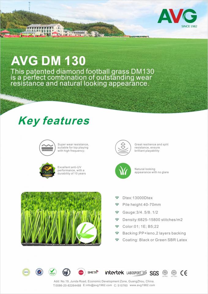 45mm Fußball-künstliches Gras-synthetischer Rasen für Fußballplatz-Boden Diamond Yarn 0