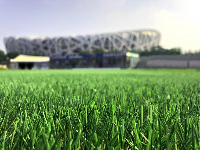 Gesponnene 50mm Höhe des Fußball-Naturrasen-Rasen-künstlicher Rasen 0