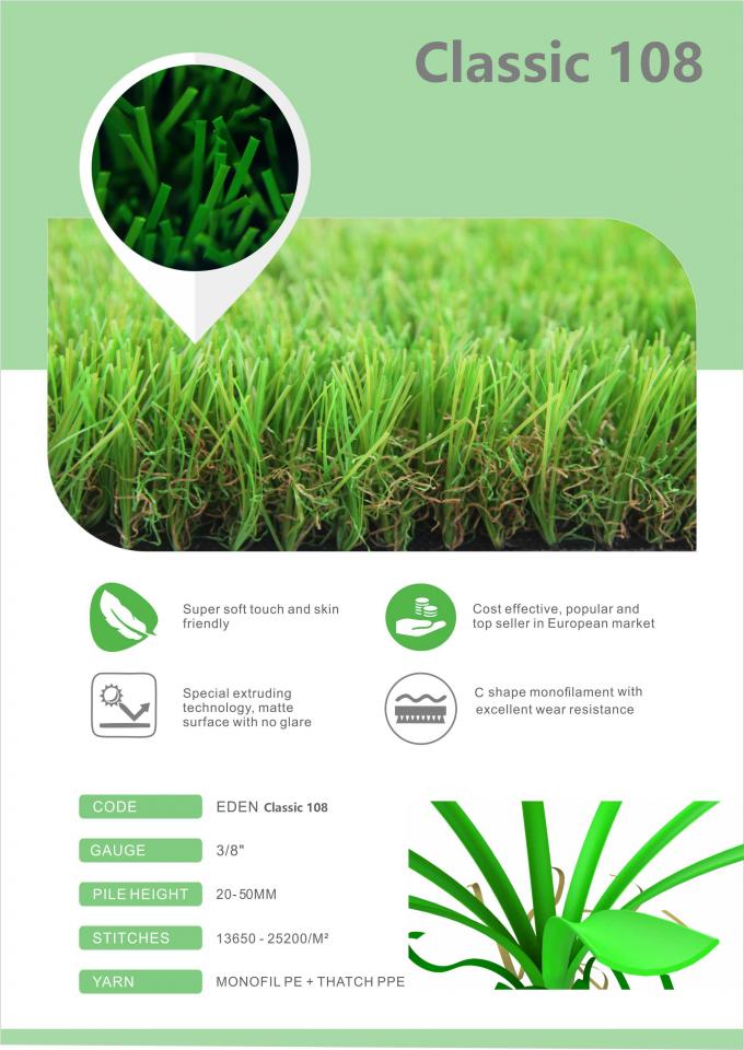 Grüne Farbnatürlicher Garten-künstlicher Gras-Teppich bleifrei 0