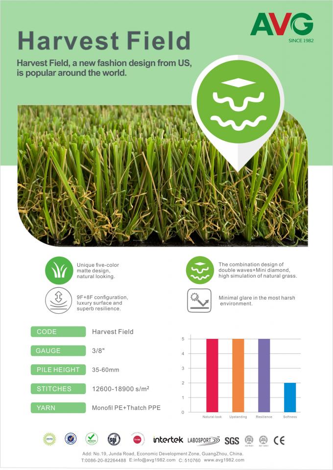50mm grünes Gras-Plastikteppich-Garten-Landschaftsgestaltung mit hoher Dichte 0