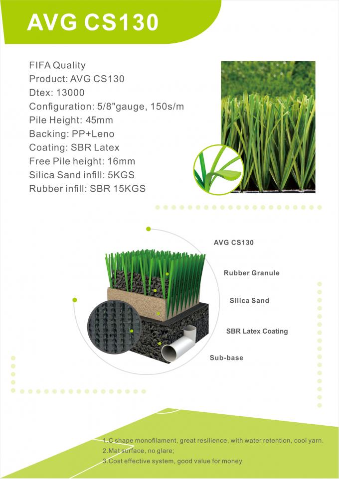 45mm künstliches Fußball-Gras, synthetischer Fußball-Rasen-Großhandel 0