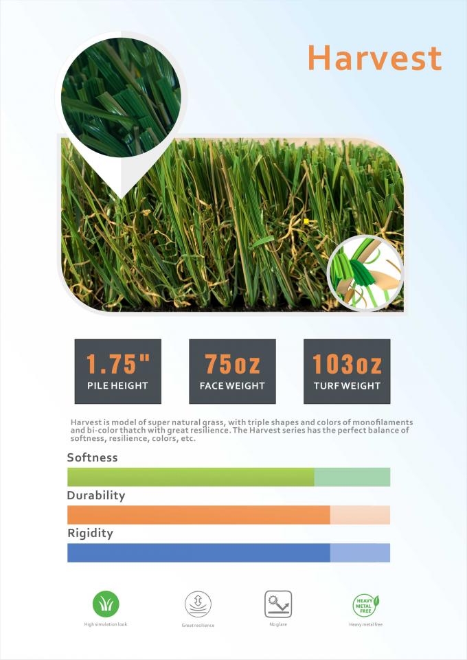 51mm Höhen-künstlicher Gras-Teppich-synthetischer Rasen-Fälschungs-Rasen im Freien 0