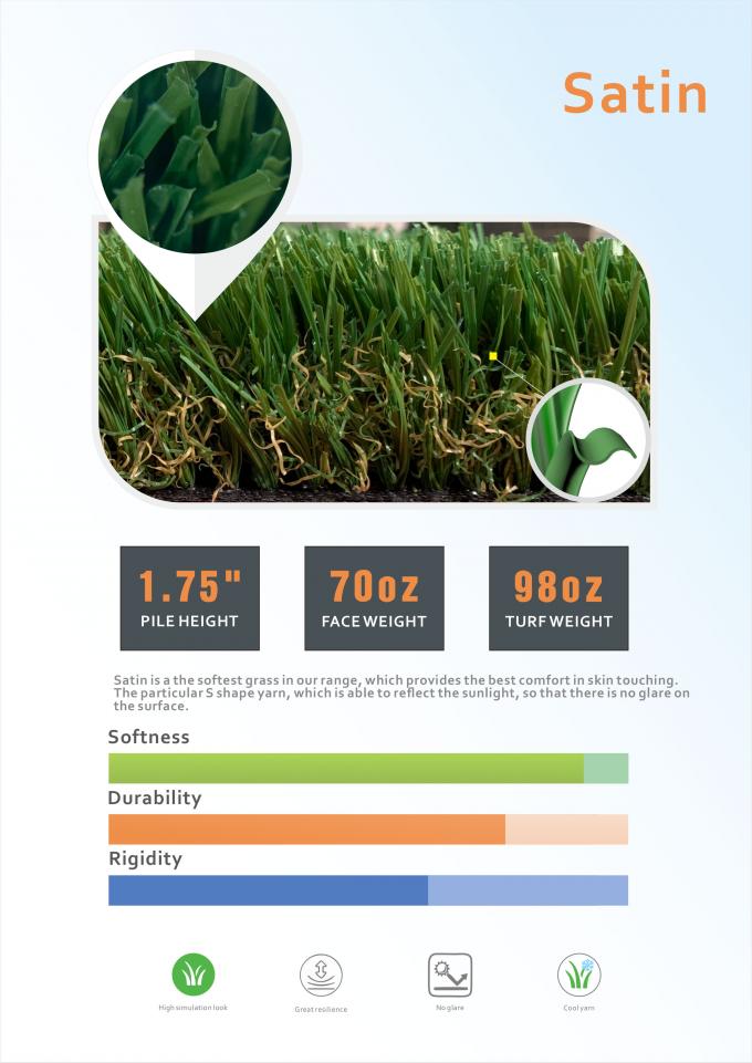 PET Material-künstliches Gras Landschaftsgestaltungs30mm 40mm 50mm für Garten-Dekor 1
